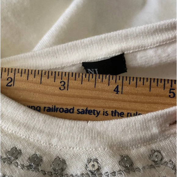 Alfani Cropped Cardigan Women Small White Sequin Embellishment Fairy Core Classy - Picture 8 of 9